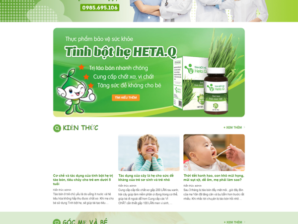 Mẫu website thực phẩm chức năng mẹ và bé wordpress