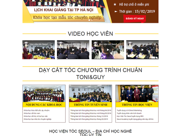 Mẫu website viện đào tạo tóc thẩm mỹ wordpress