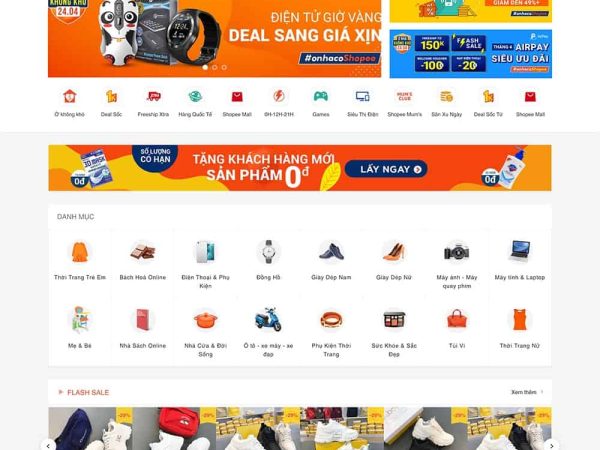 Mẫu website WordPress bán hàng giống Shopee