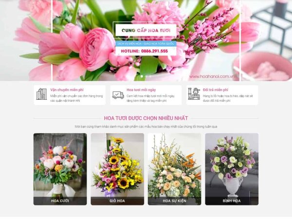 Mẫu website WordPress cửa hàng bán hoa 02