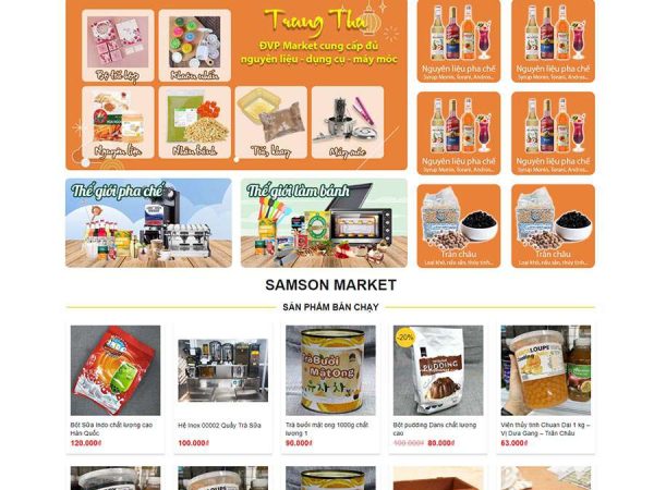 Mẫu website wordpress bán nguyên liệu trà sữa