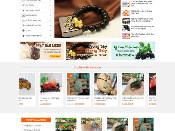 Mẫu website WordPress Shop bán vật phẩm phong thủy