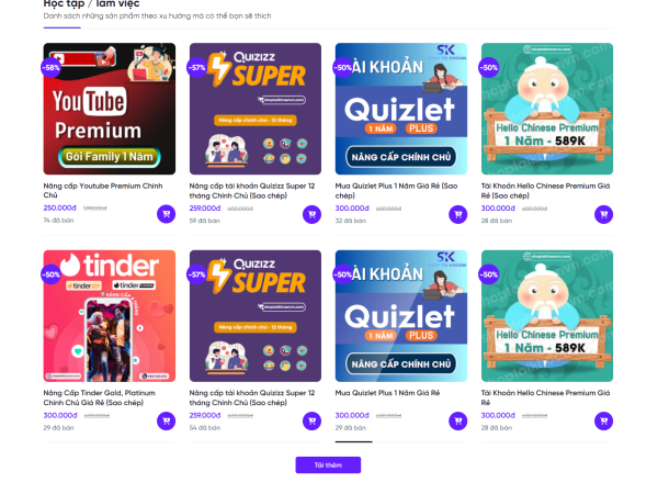 Mẫu Website shop bán tài khoản mmo chuẩn đẹp