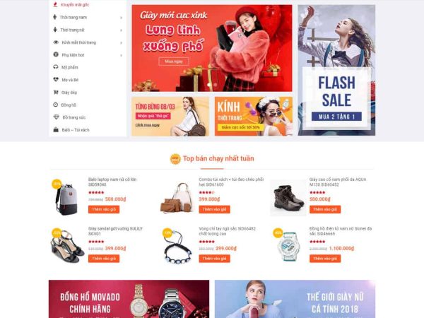 Mẫu website WordPress Shop thời trang, quần áo