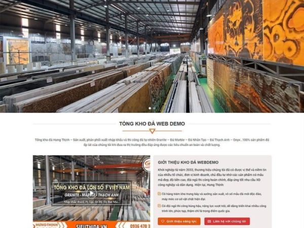 Mẫu website tổng kho đá, siêu thị đá