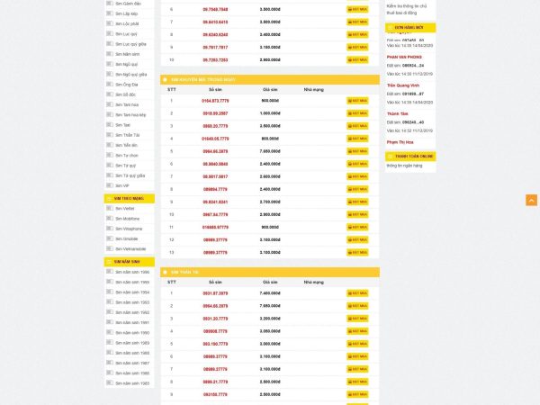Mẫu website bán sim số đẹp chuẩn đẹp