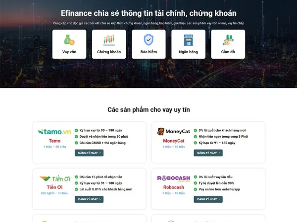 Mẫu Website vay vốn, tài chính 04 chuẩn đẹp