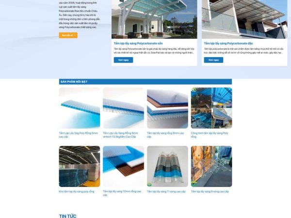 Mẫu Website công ty bán tấm lợp poly chuẩn đẹp
