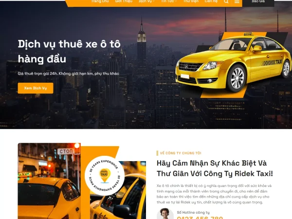 Mẫu Website bán dịch vụ cho thuê xe taxi chuẩn đẹp