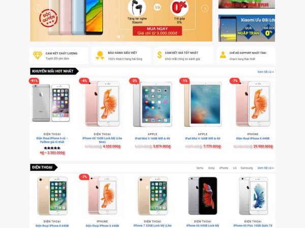 Mẫu website giống thế giới di động 01