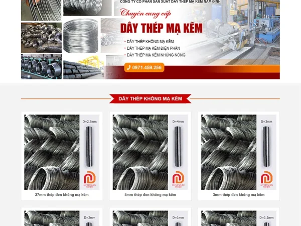 Mẫu Website công ty sắt thép chuẩn đẹp