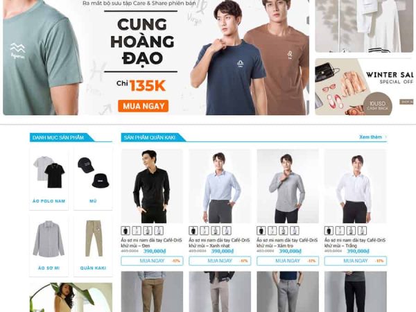 Mẫu website đẹp bán quần áo thời trang nam