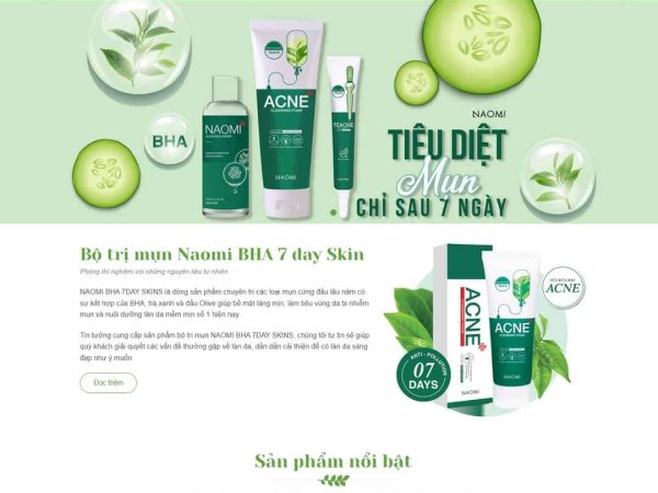 Mẫu website Mỹ phẩm, trị mụn