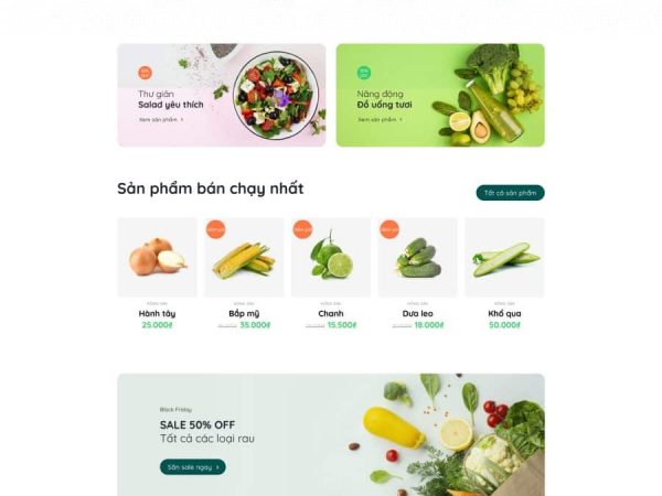 Mẫu Website bán thực phẩm nông sản trái cây 26 chuẩn đẹp