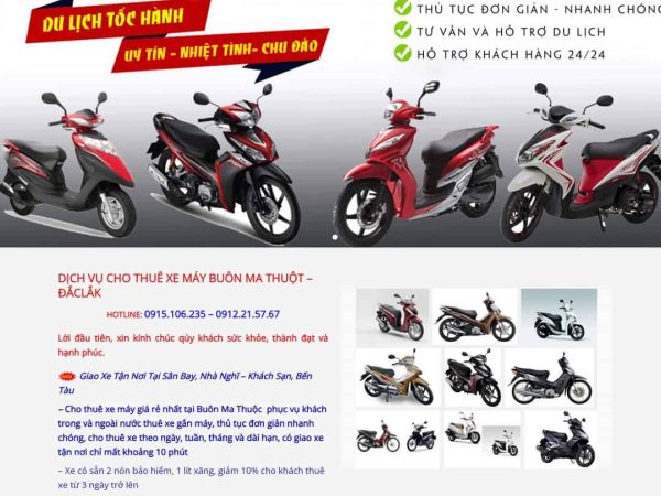 Mẫu website dịch vụ cho thuê xe máy