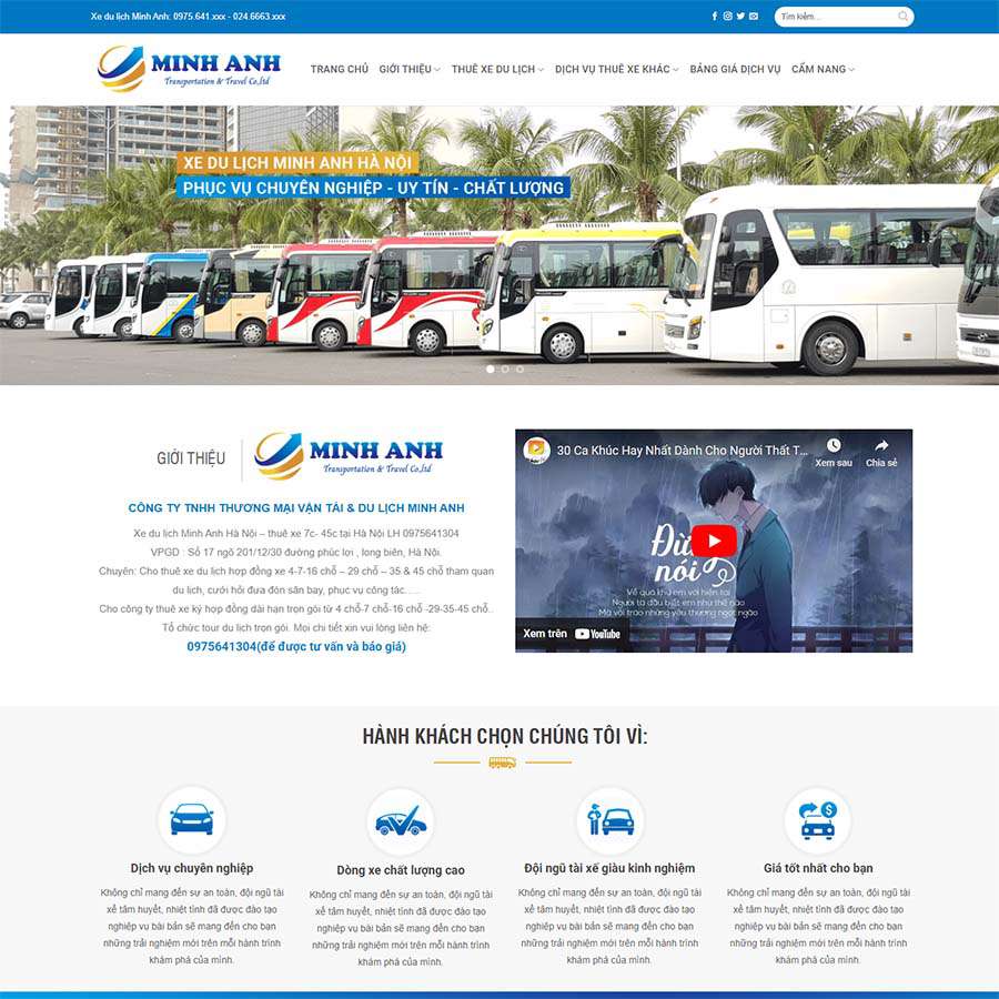 Mẫu website wordpress dịch vụ thuê xe 05