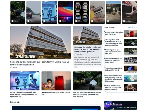 Mẫu Website tin tức công nghệ giống Tinh Tế chuẩn đẹp