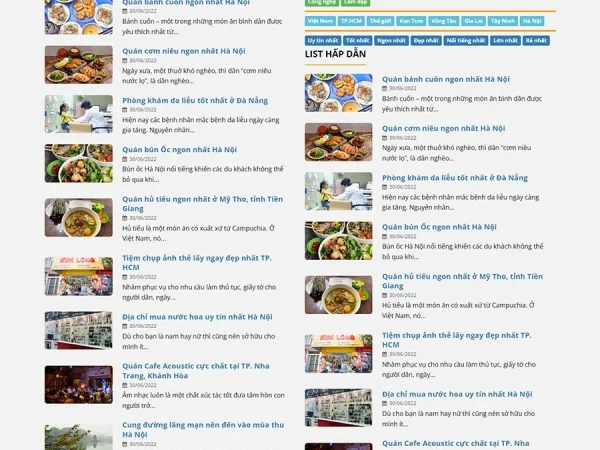 Mẫu Website đánh giá giống TopList chuẩn đẹp