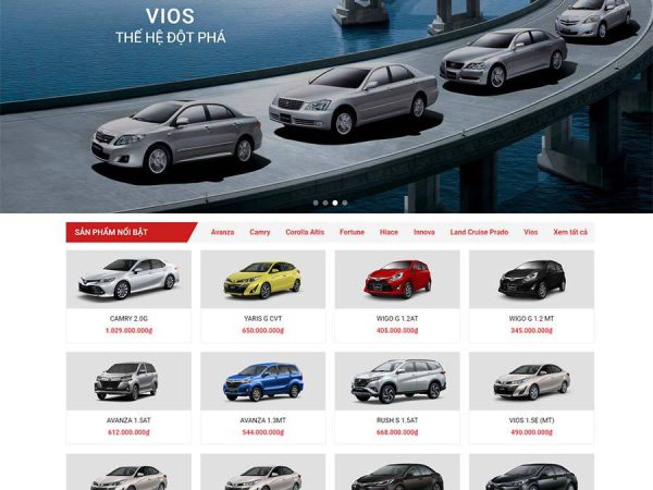 Mẫu website WordPress bán xe toyota 02