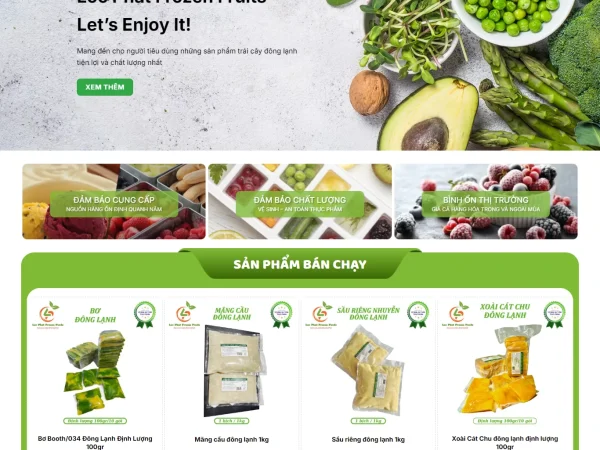 Mẫu Website bán trái cây đông lạnh chuẩn đẹp