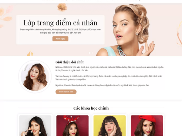 Mẫu website trung tâm đào tạo trang điểm thẩm mỹ wordpress
