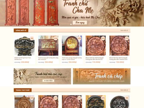 Mẫu website WordPress bán tranh gỗ