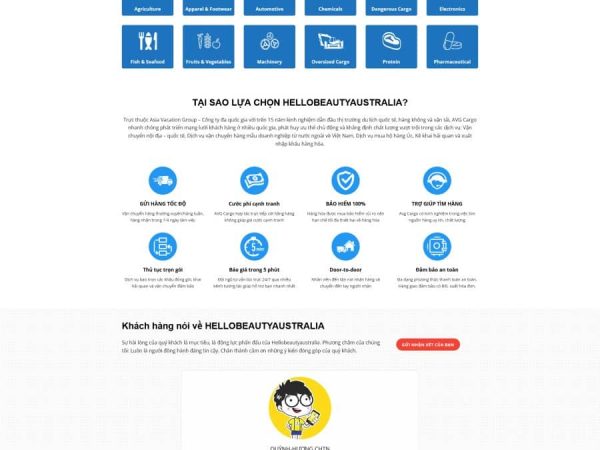 Mẫu Website dịch vụ vận chuyển úc vận chuyên quốc tế chuẩn đẹp