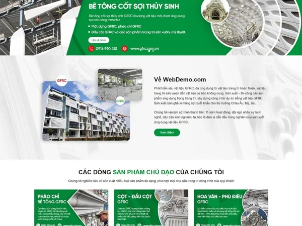 Mẫu Website vật liệu trang trí xây dựng chuẩn đẹp