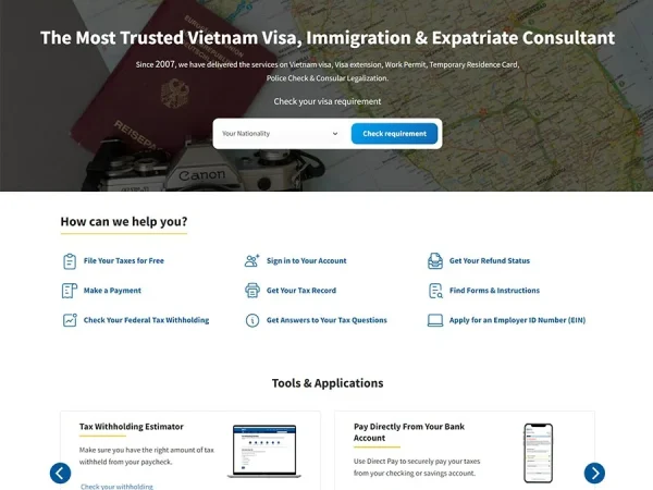 Mẫu Website cấp visa du lịch nước ngoài chuẩn đẹp