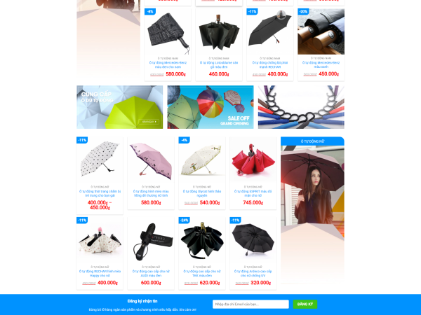 Mẫu website bán ô dù quần áo mưa