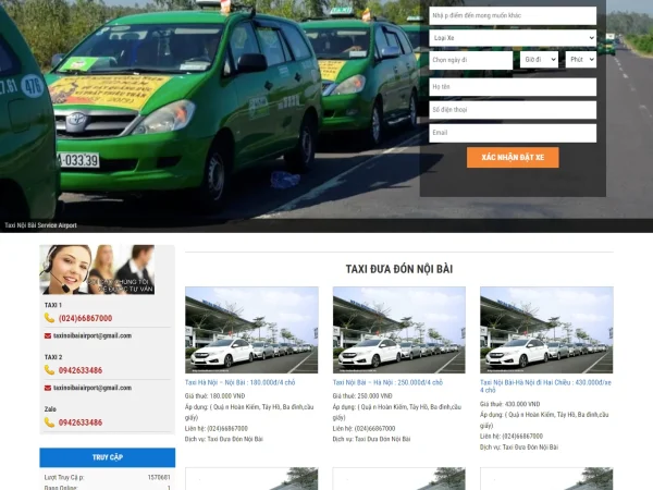 Mẫu Website bán dịch vụ thuê xe taxi chuẩn đẹp