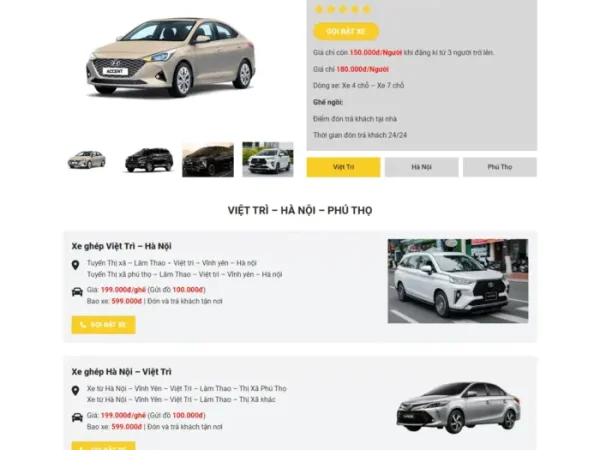 Mẫu Website bán dịch vụ thuê xe ghép chuẩn đẹp