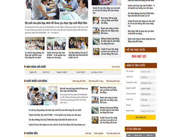 Mẫu website xuất khẩu lao động 2 wordpress