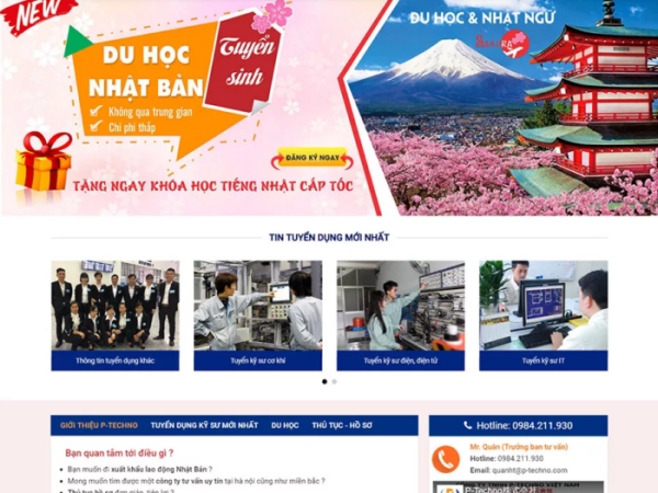 Mẫu website xuất khẩu lao động 3 wordpress