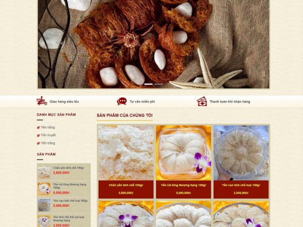Mẫu website WordPress bán yến sào